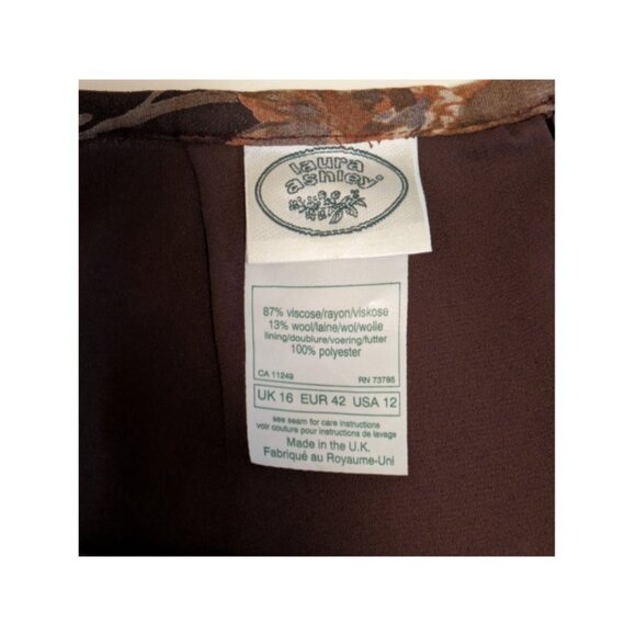 Vintage 90s Laura Ashley Burgundy Floral Faux-Wrap Maxi Skirt 12 - Picture 4 of 9